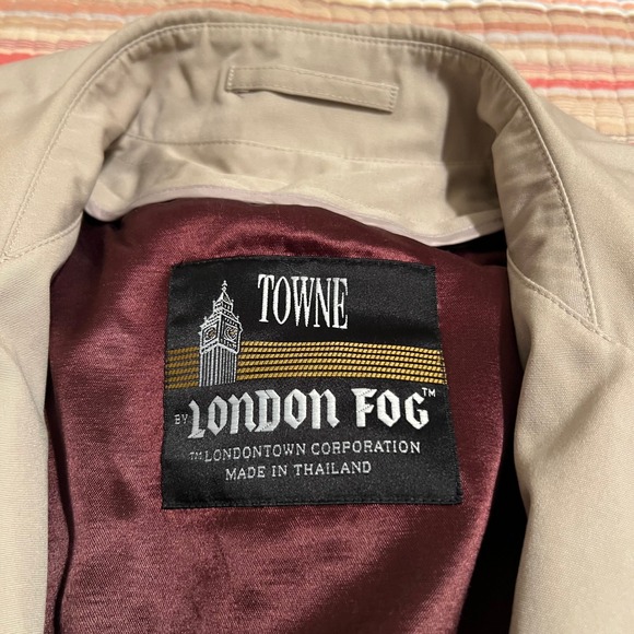 London Fog Towne Mens Trench Coat Beige Long Removable Liner Size 42 LNG - Picture 1 of 8